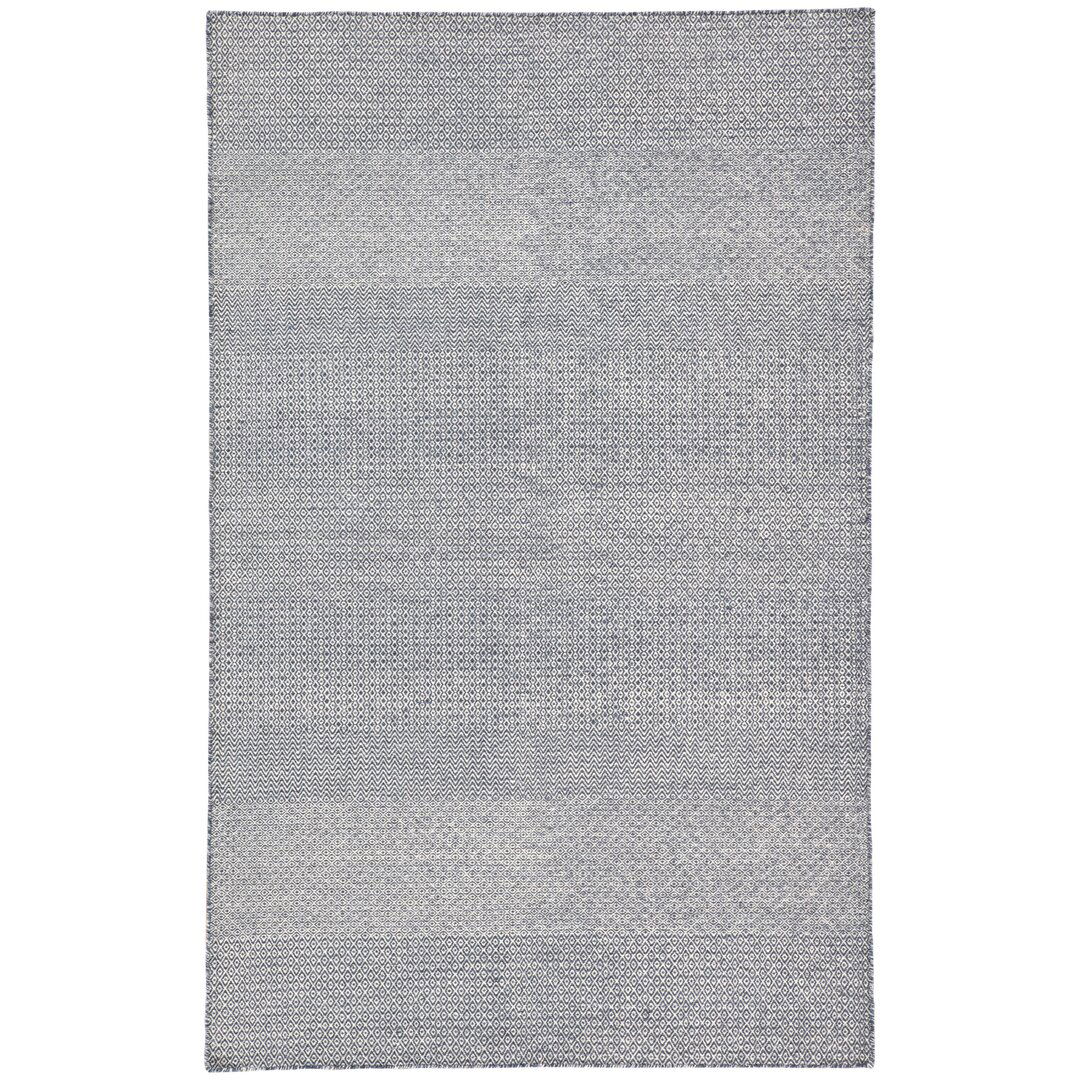Provence Geometric Hand-Woven Wool Dark Blue/Ivory Area Rug large image 