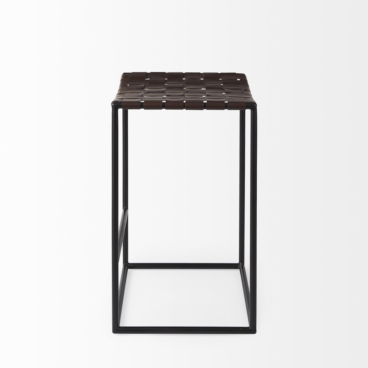Clarissa Backless 26.25in Seat Counter Stool | Brown Leather with Metal, Counter & Bar Stool by Mercana, 18" length x 16" width x 26" height View 7