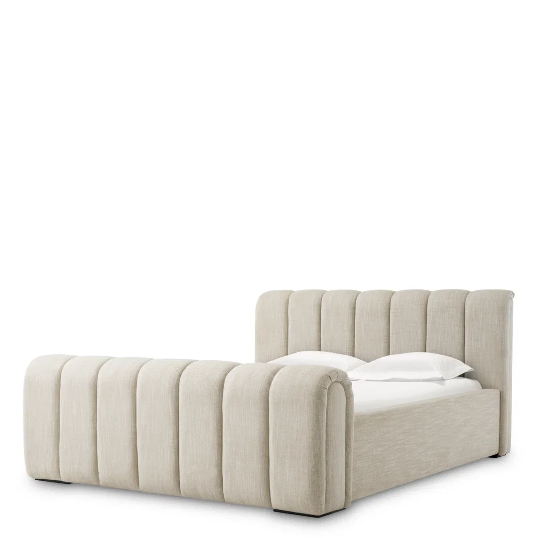 Bed Frame Kayden Albury Beige, by Eichholtz USA, 89.37" width x 52.36" height x 103.15" depth View 7