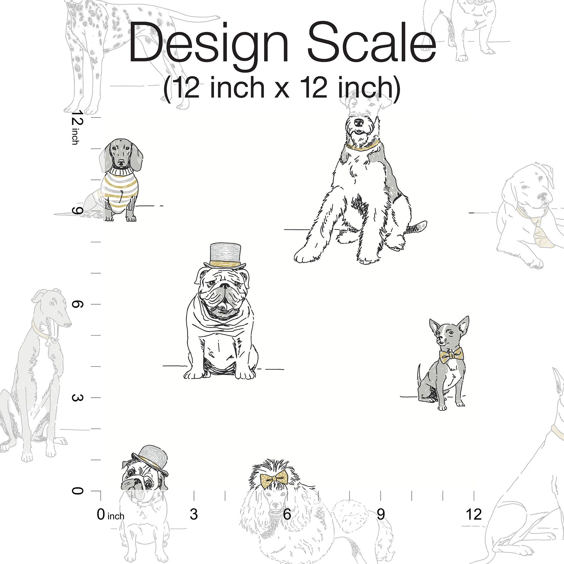 Dog's Life Silver & Gold Peel & Stick Wallpaper large image 