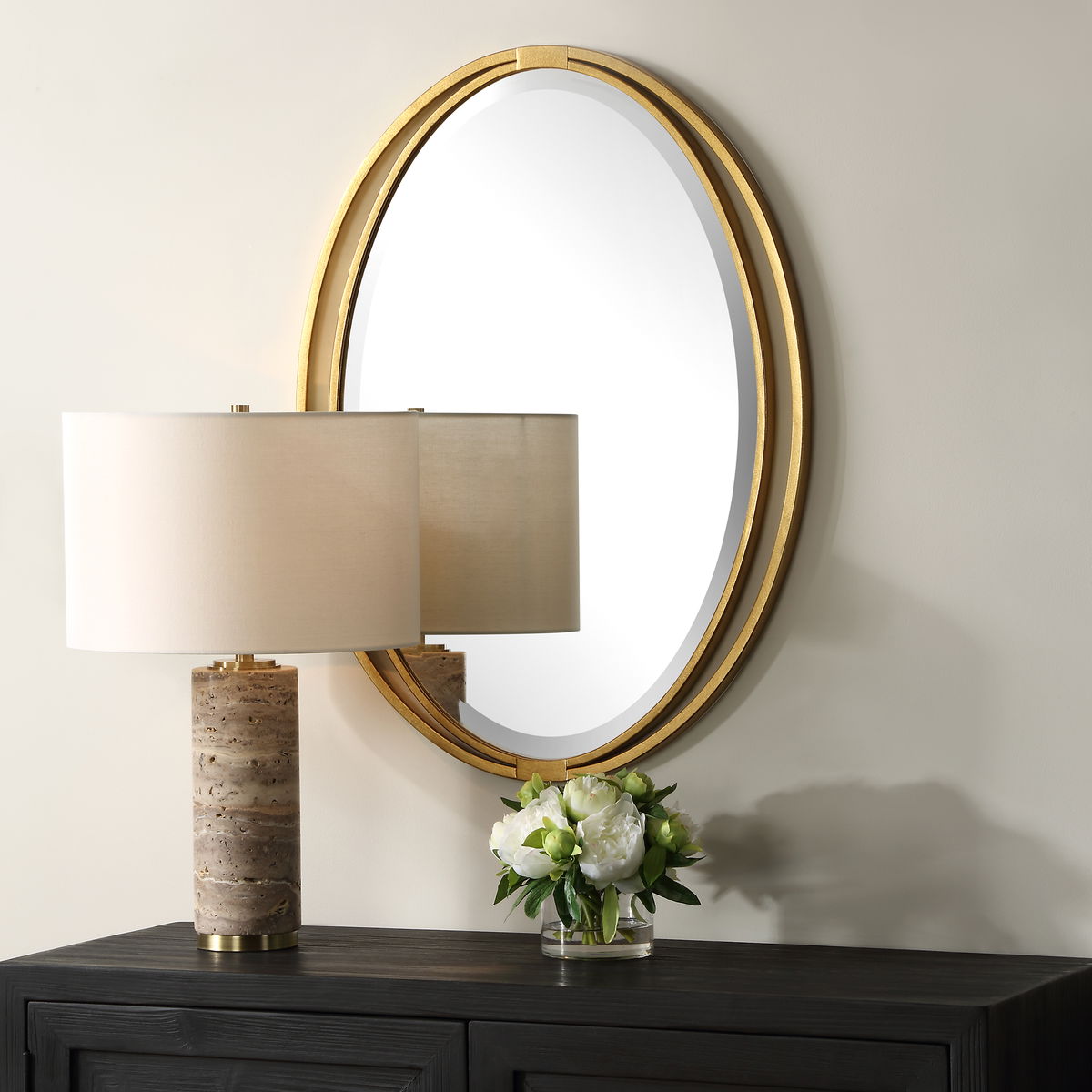 Rhodes Gold Oval Mirror, by Uttermost, 24.25" width x 31.88" height x 1" depth View 2
