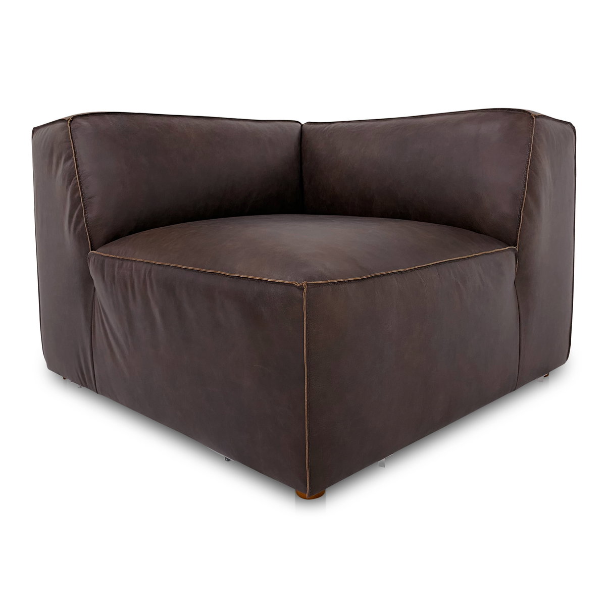 Form Corner Chair Espresso Brown Leather, Sectional Sofa by Moe's Home, 40.5" width x 26" height x 40.5" depth View 3