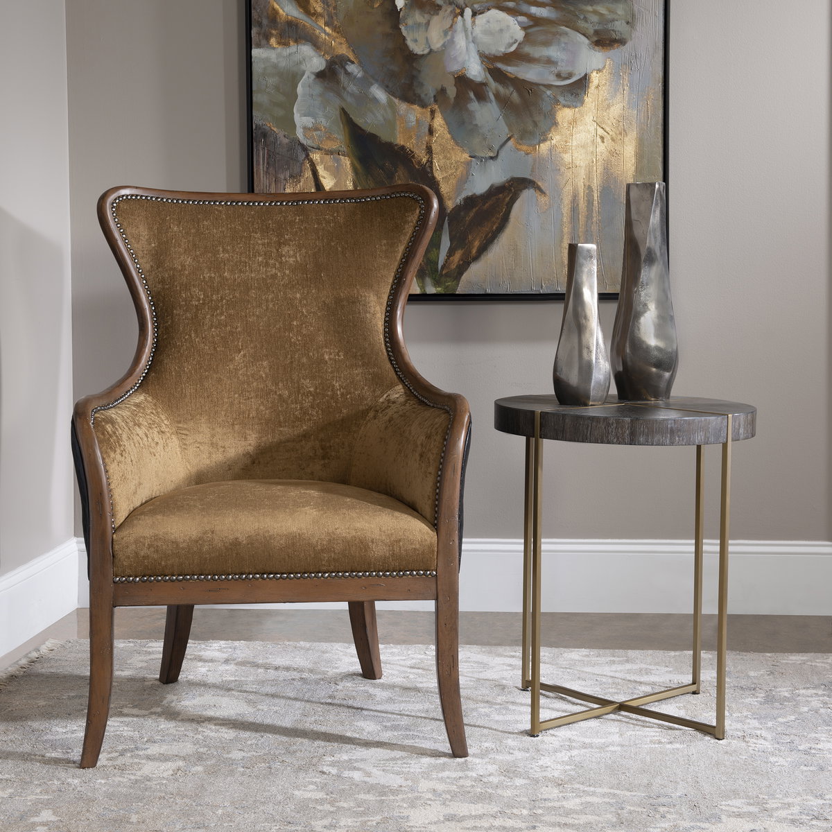 Taja Round Accent Table, Side & End Table by Uttermost, 20" width x 24" height x 20" depth View 5