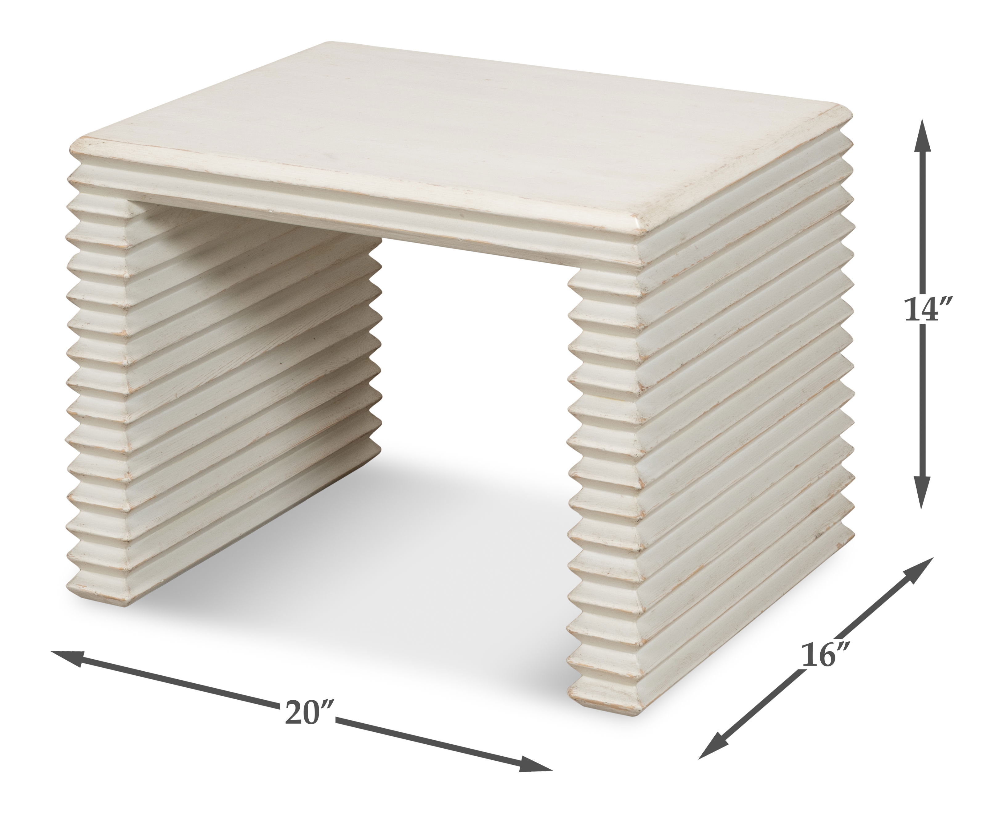 Stacked Stool, Antique White, Seating by Sarreid, 20" length x 16" width x 14" height View 13