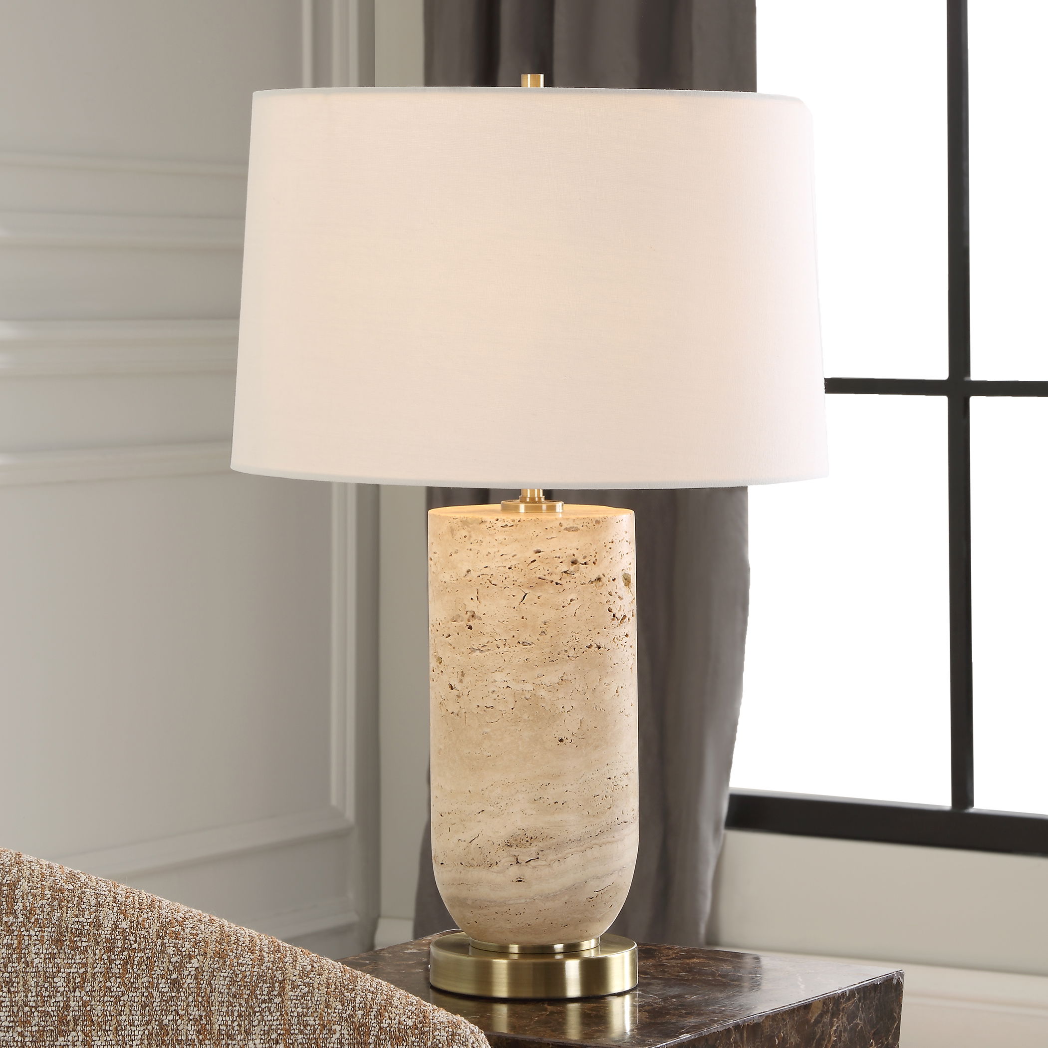 Aubrey Travertine Table Lamp large image 