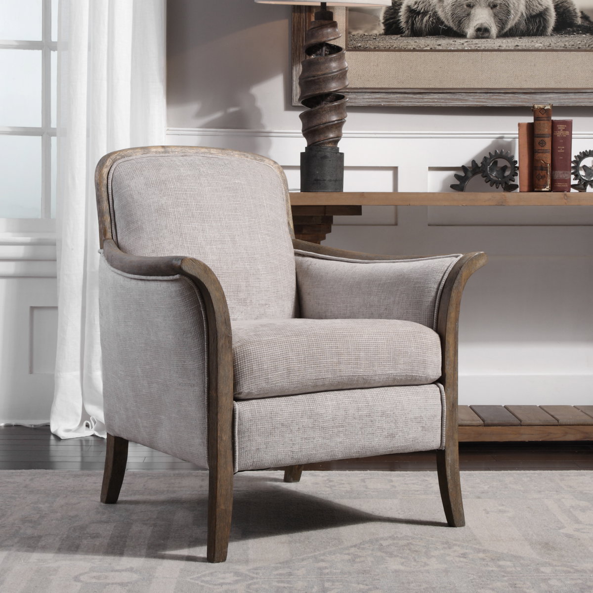 Brittoney Taupe Armchair, Accent Chair by Uttermost, 32" width x 35" height x 30.5" depth View 2
