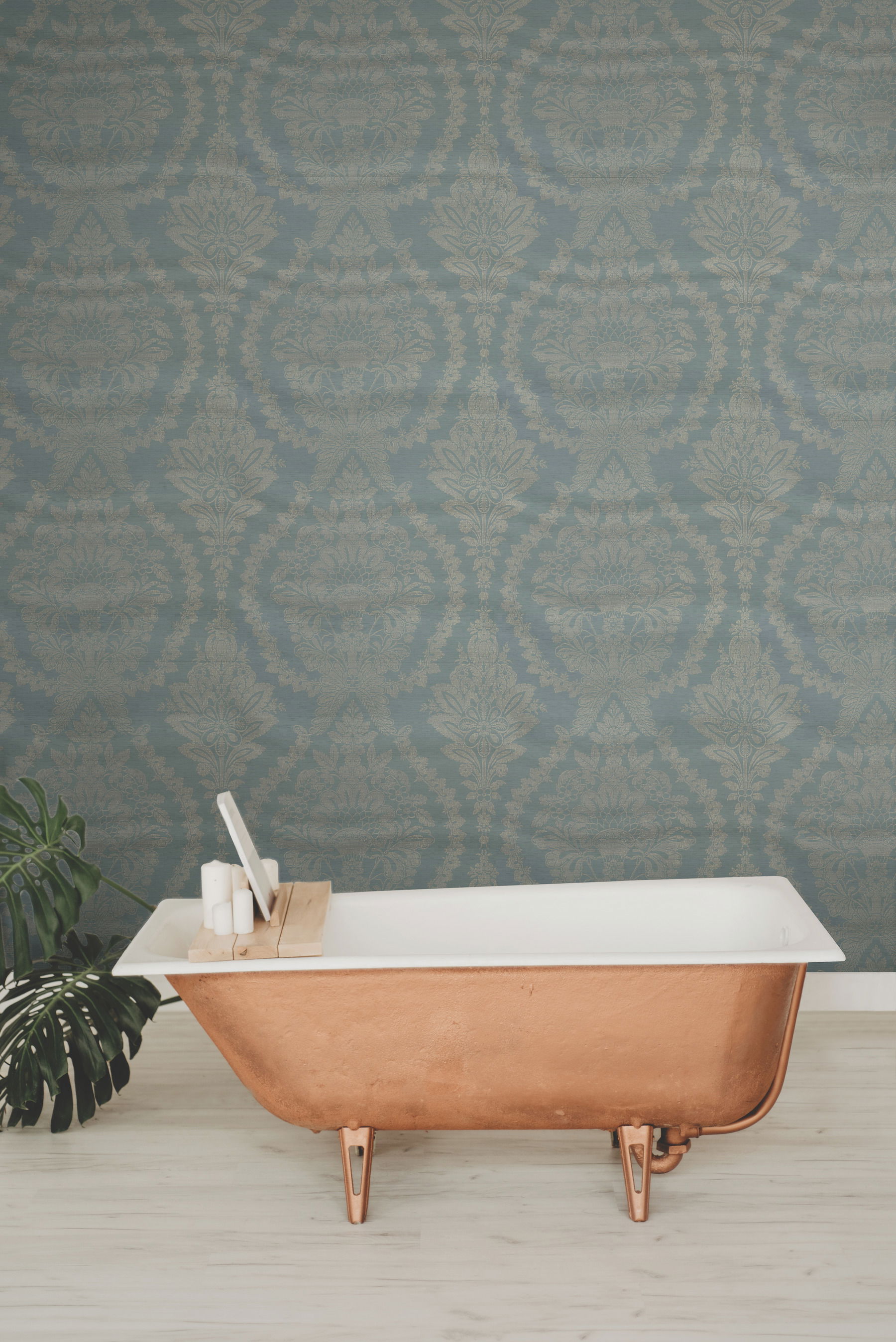 Heritage Damask Blue Wallpaper large image 