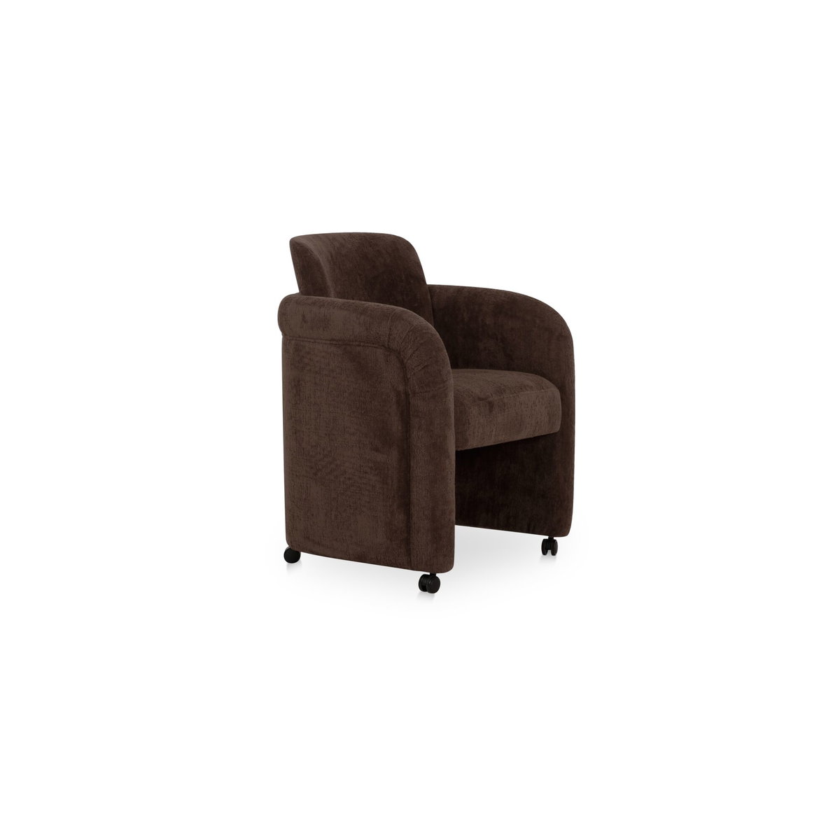 Mesto Rolling Dining Chair Dark Brown, by Moe's Home, 26" width x 32.5" height x 25.6" depth View 2
