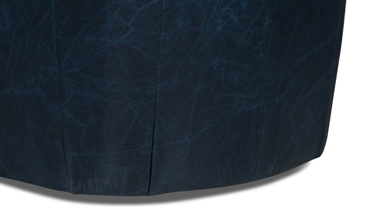 Coolidge Leather Swivel Chair  Blue, by Sarreid, 2'4" length x 2'6" width x 2'7" height View 8