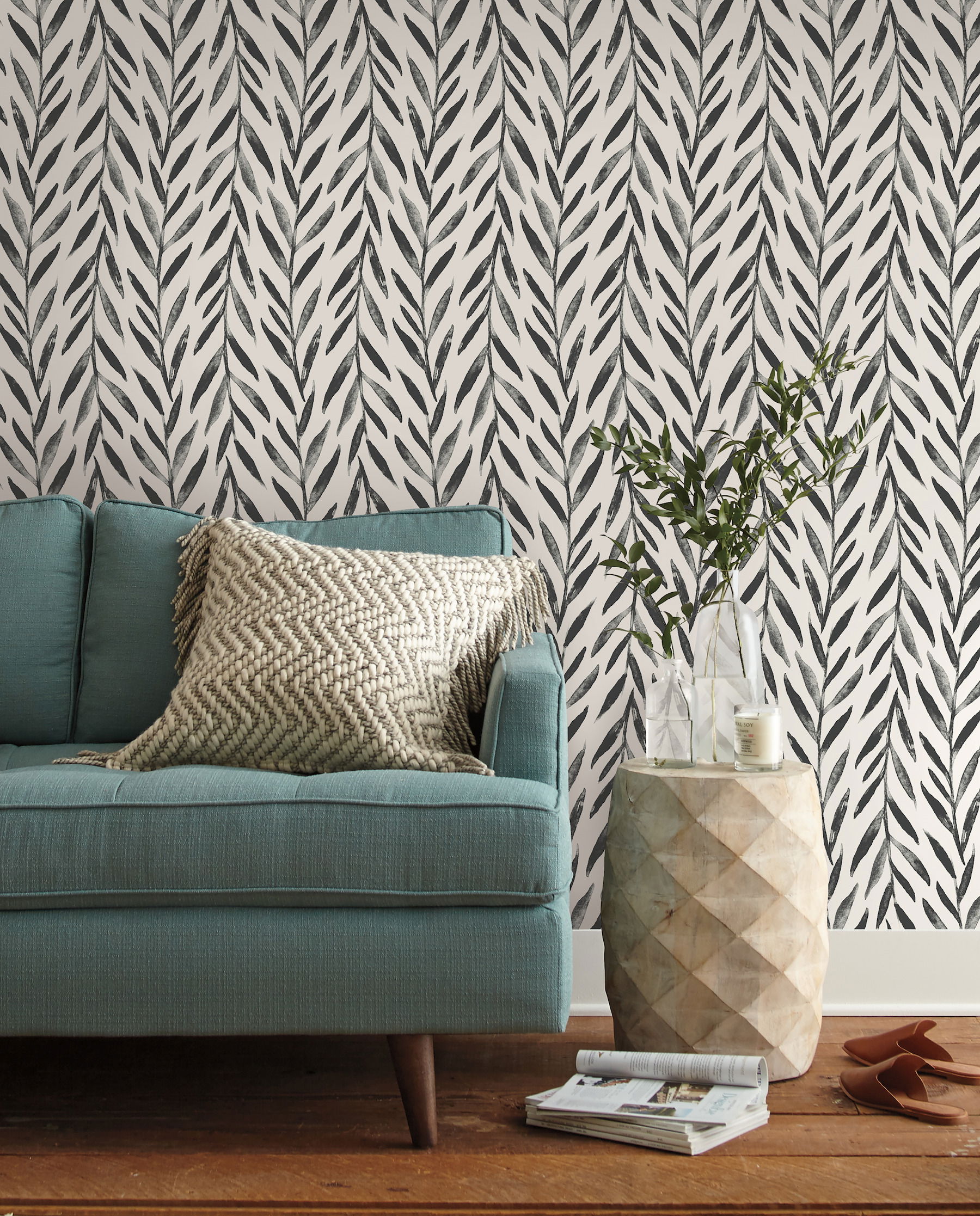 Magnolia Home Willow Black Peel & Stick Wallpaper large image 