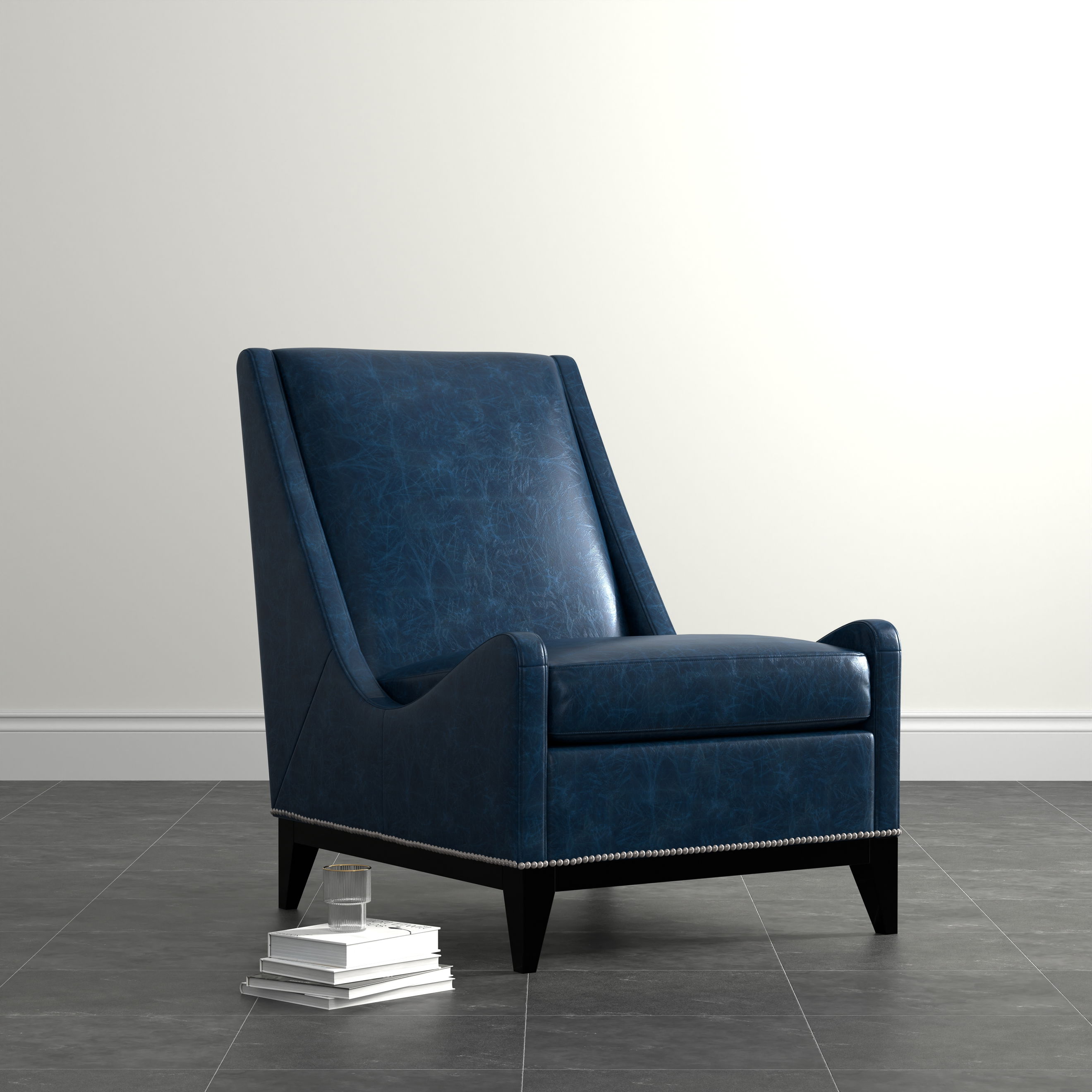 Brandy Accent Chair, Chateau Blue, Seating by Sarreid, 29" length x 37" width x 38" height View 13