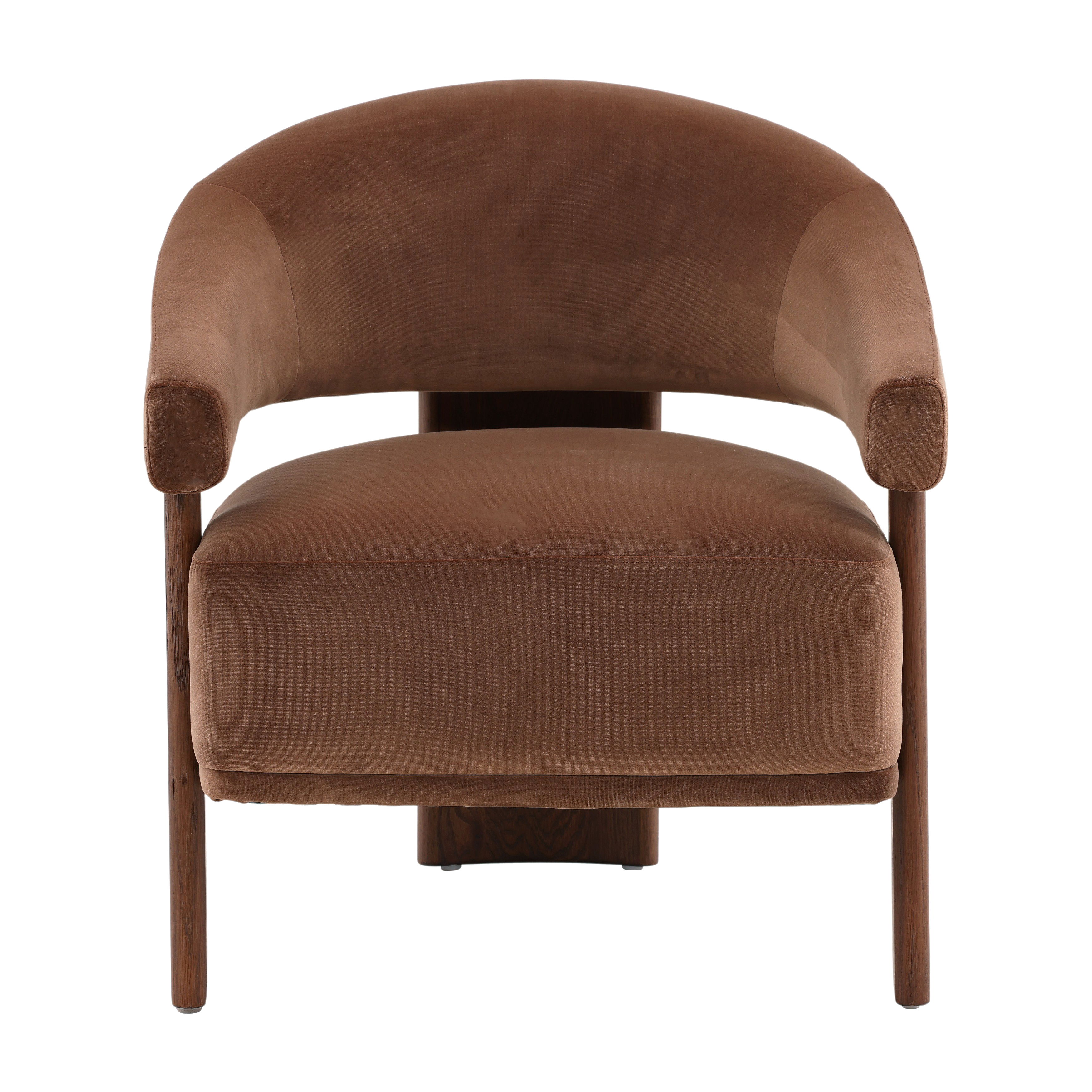 Averie Occasional Chair Brown, Accent Chair by Dovetail, 26.8" width x 29.5" height x 29" depth View 2