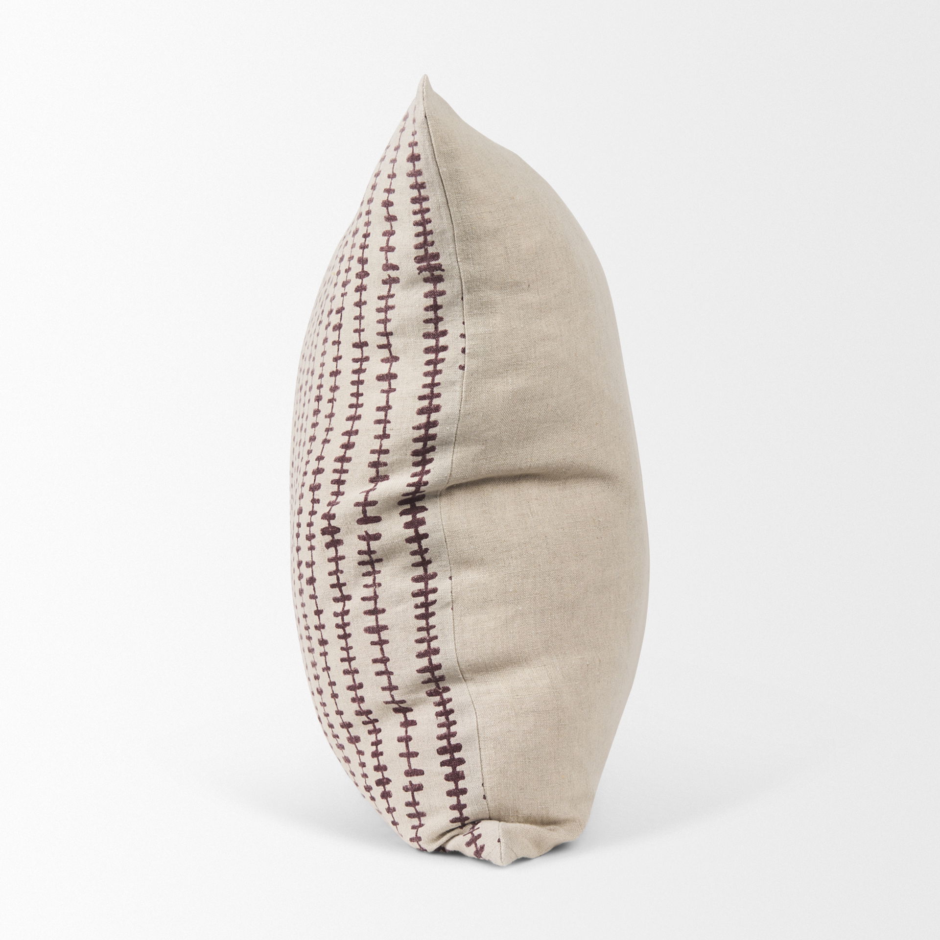 Jenna Beige with Merlot Print Linen Square Decorative Pillow Cover large image 