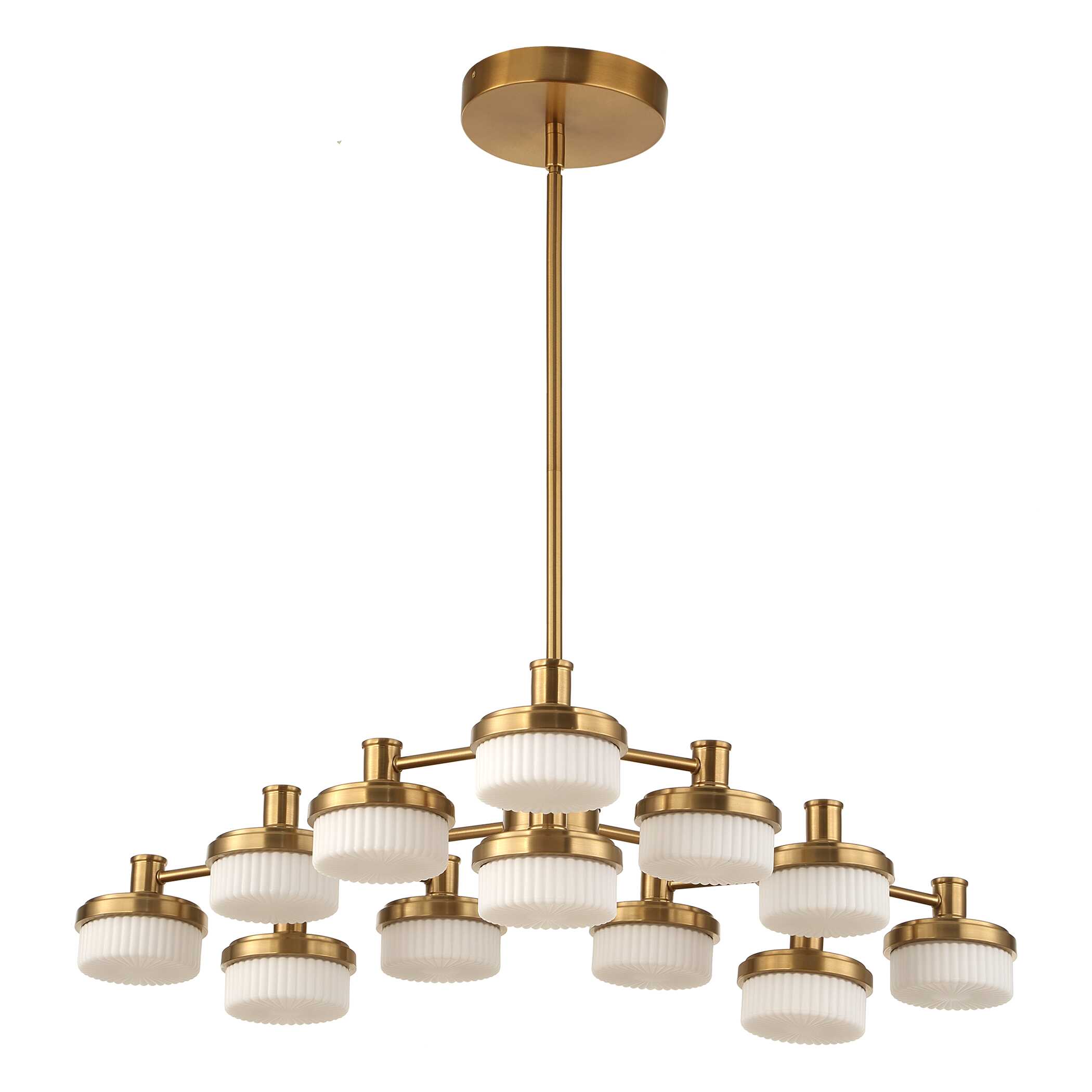 Wedge 12 Lt LED Brass Chandelier, Ceiling Light by Uttermost, 40.62" width x 7.25" height x 40.62" depth View 7