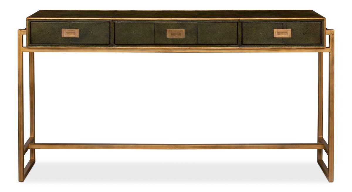 Shagreen Console Table  Leaf, by Sarreid, 1'2" length x 5'4" width x 2'10" height View 2