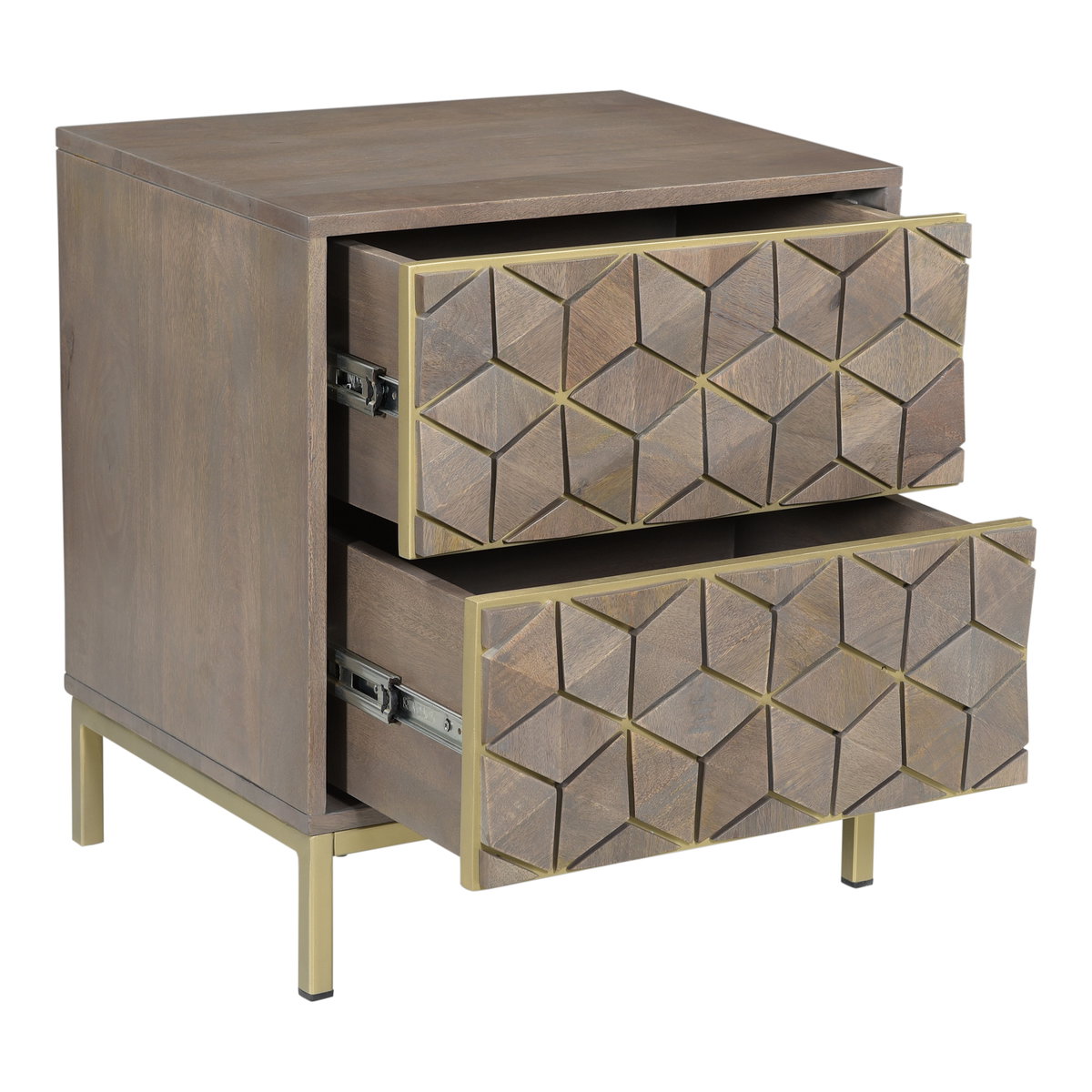 Corolla Nightstand Light Grey, by Moe's Home, 20" width x 22" height x 16" depth View 3