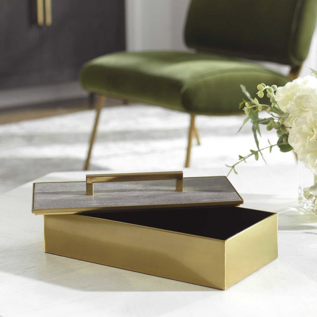 Wessex Gray Box, Boxe by Uttermost, 14" width x 4.75" height x 7" depth View 4