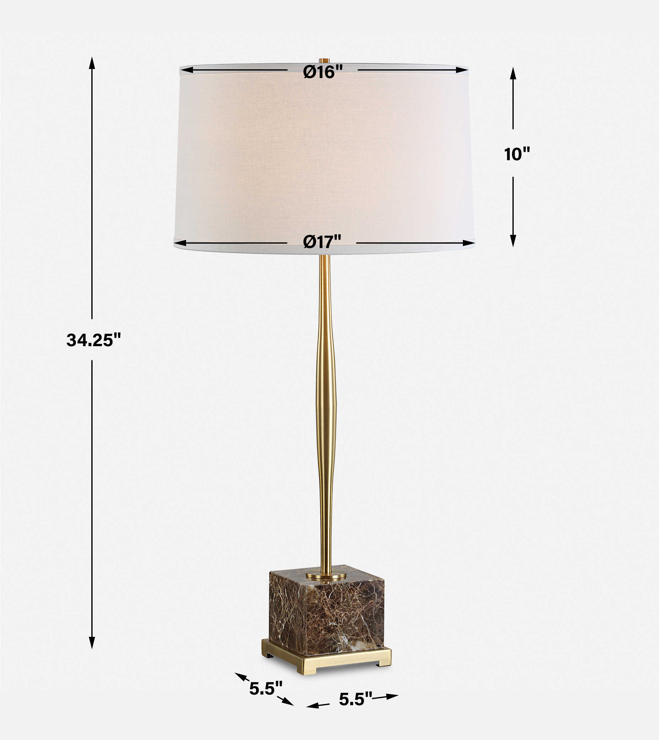 Booker Thin Brass Table Lamp, by Uttermost, 17" width x 34.25" height x 17" depth View 3