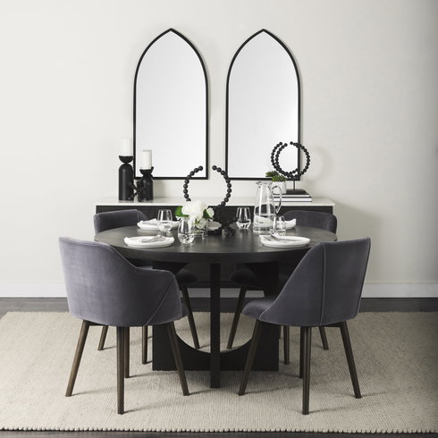 Liesl 54" Black Wood with Circular Top Dining Table