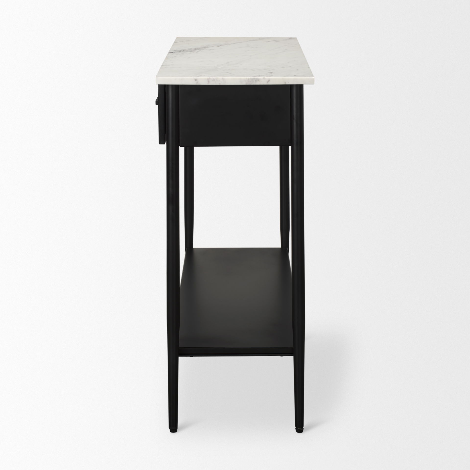 Amika White Marble Top Black Metal Base Console Table large image 