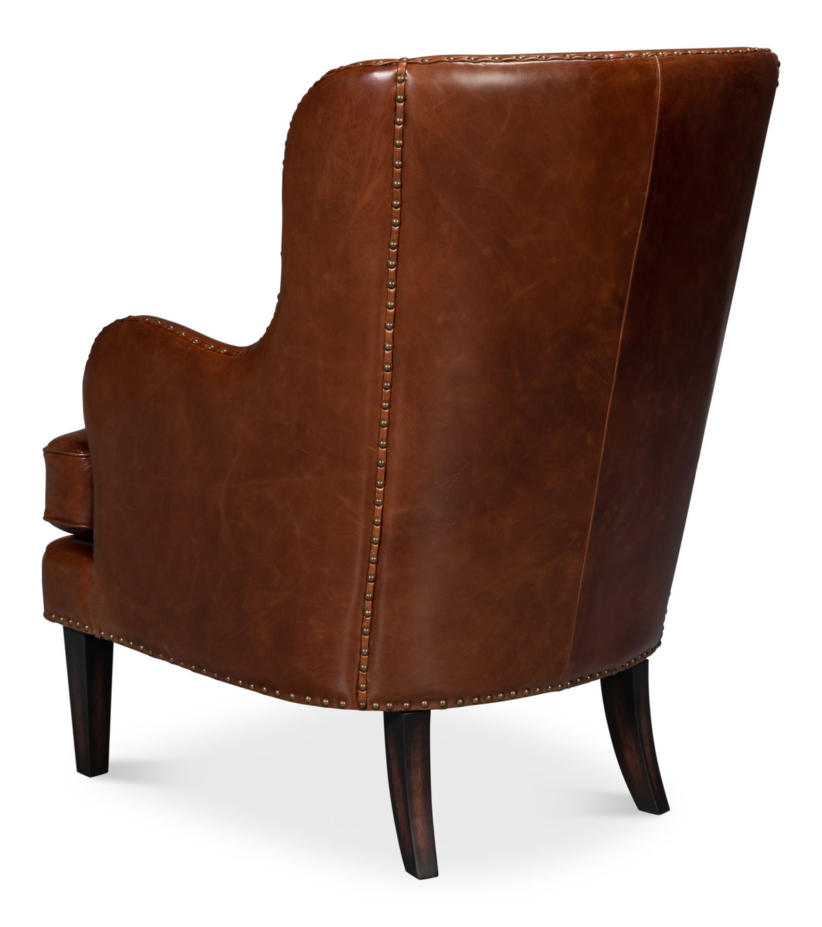 Whitney Distilled Leather Chair Brown, by Sarreid, 2'9" length x 2'2" width x 3'5" height View 11