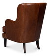 Whitney Distilled Leather Chair Brown, by Sarreid, 2'9" length x 2'2" width x 3'5" height thumbnail 11