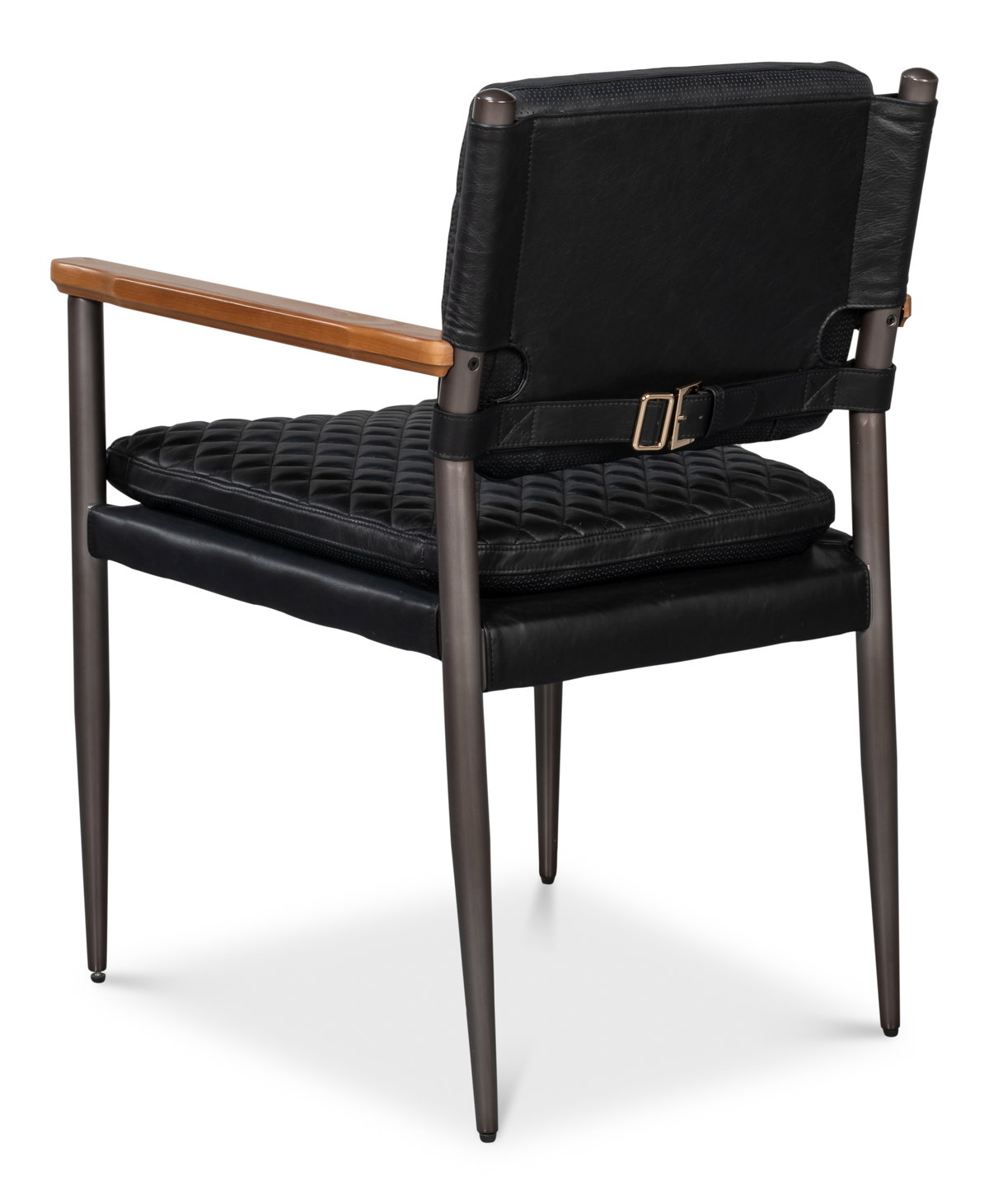 The Harley Chair  Onyx Black Leather, by Sarreid, 1'11" length x 1'11" width x 2'9" height View 11
