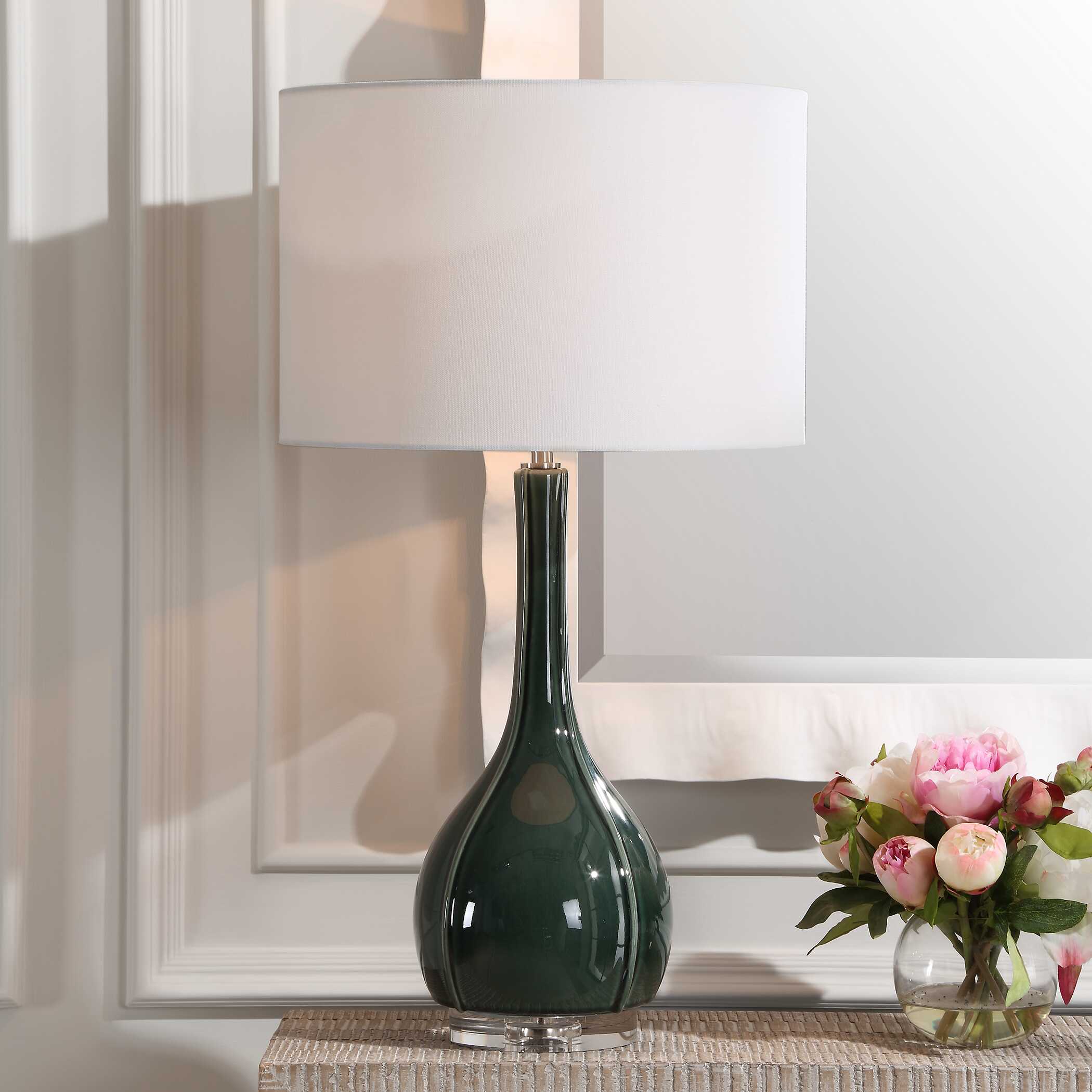 Essex Green Glass Table Lamp, by Uttermost, 15" width x 27.25" height x 15" depth View 2