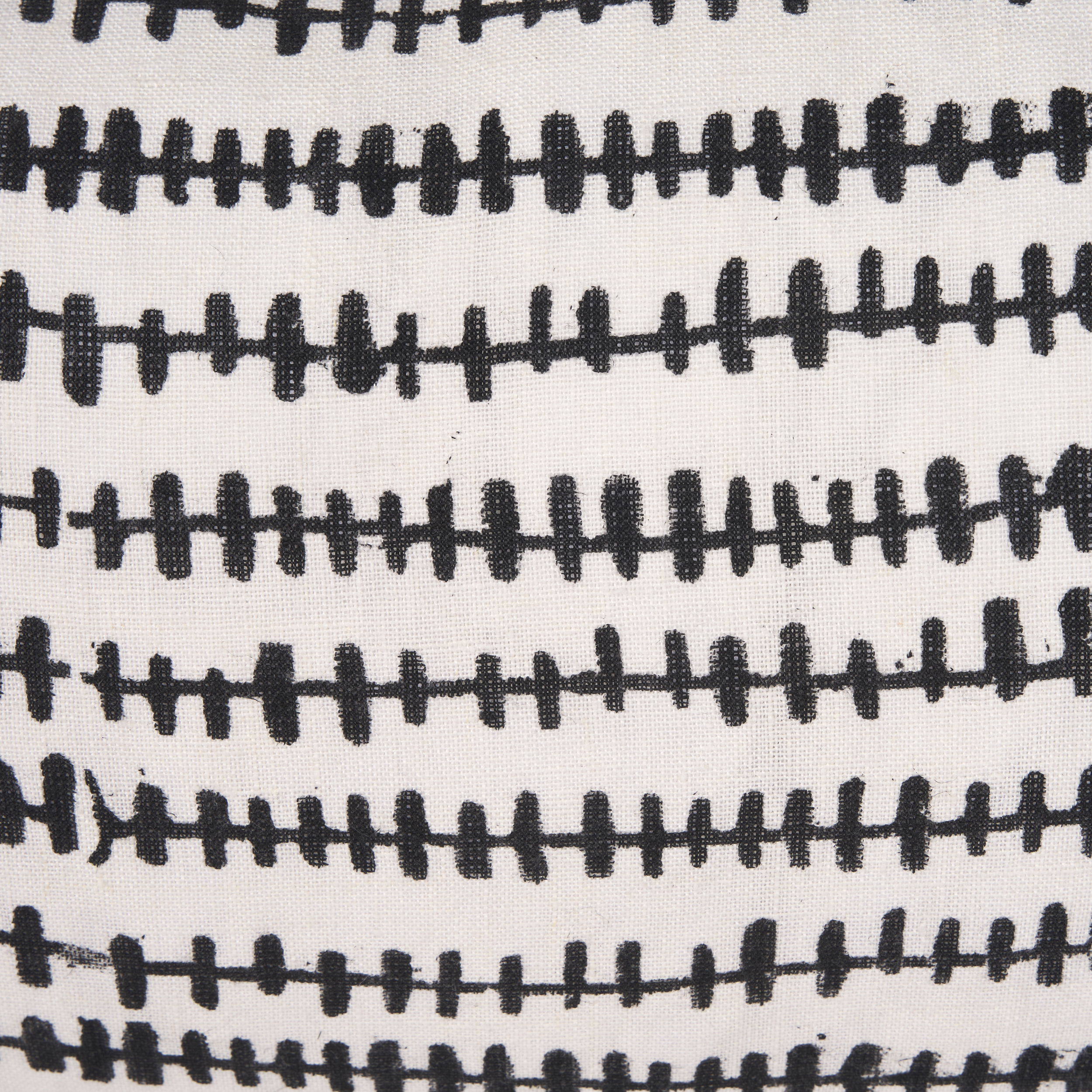 Jenna Cream with Black Print Linen Lumbar Decorative Pillow Cover, by Mercana, 14" length x 26" width x 0.2" height View 10