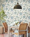 Dahlia Blooms Blue & White Wallpaper thumbnail 1