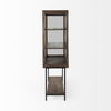 Arelius 36L x 18W x 63H Medium Brown Wood with Black Metal Base Display Cabinet thumbnail 5