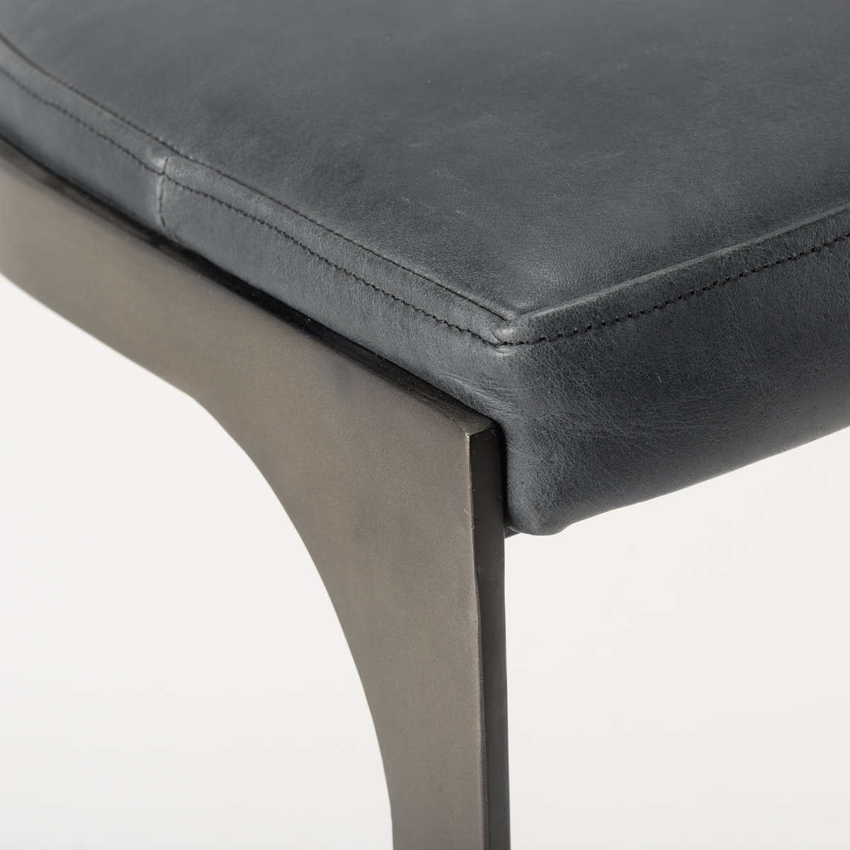 Tyson Backless 28in Seat Bar Stool | Black Leather with Black Metal, Counter & Bar Stool by Mercana, 17.25" length x 17.5" width x 28" height View 8