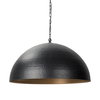Karina 36' Round Matte Black Hammered Metal Dome Pendant Light, by Mercana, 36" length x 36" width x 21" height thumbnail 1