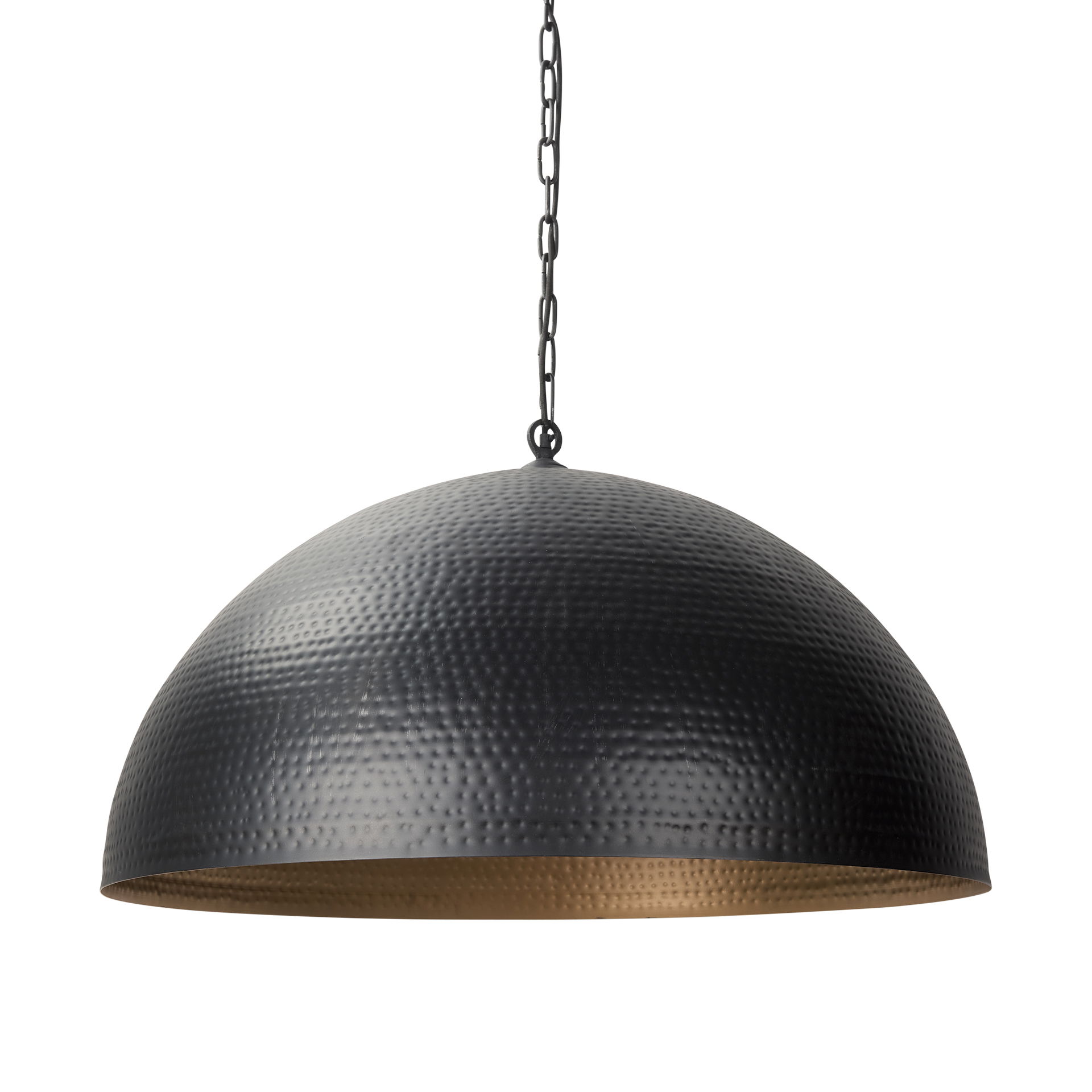Karina 36' Round Matte Black Hammered Metal Dome Pendant Light large image 