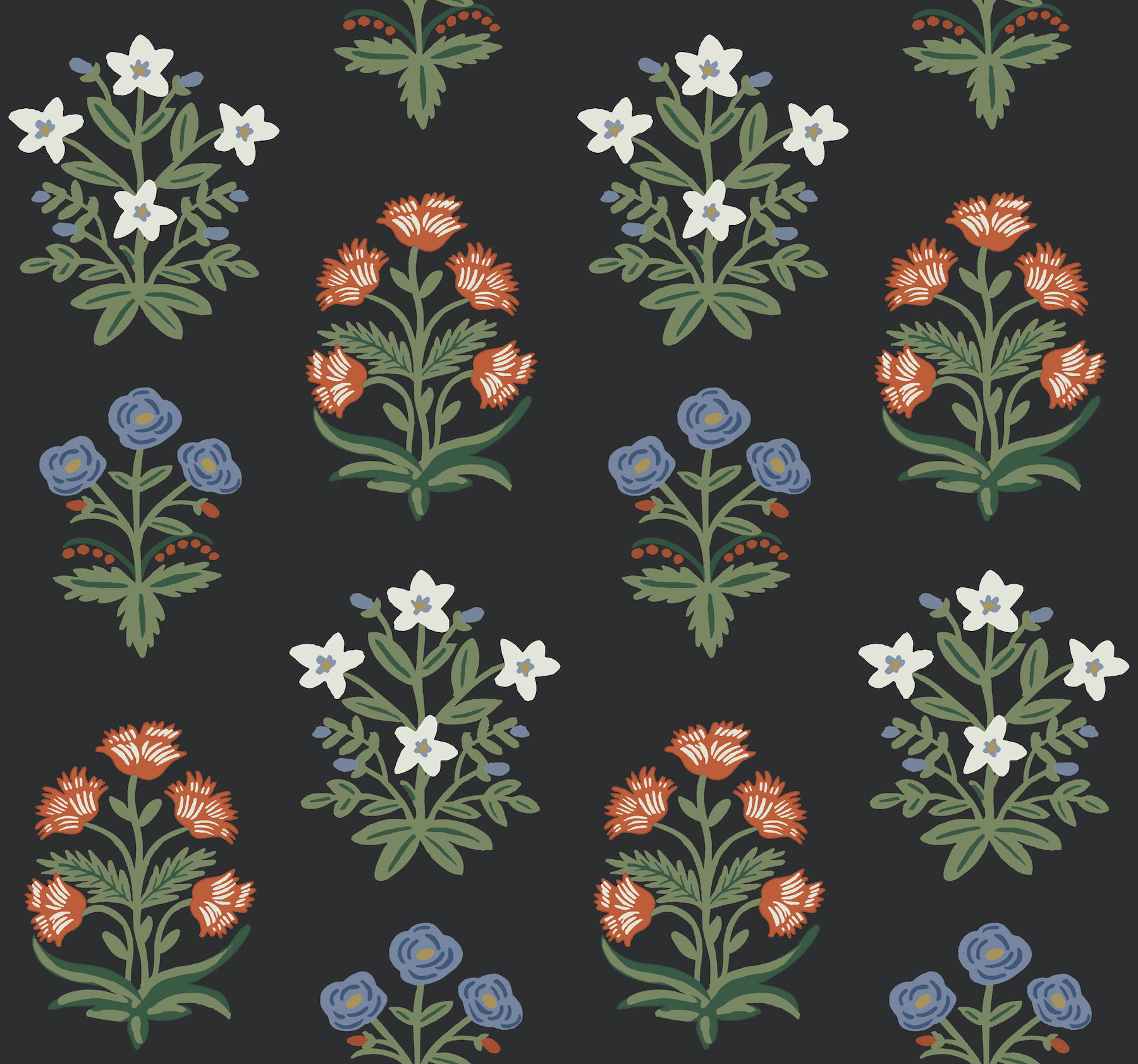 Mughal Rose Black & Pink Wallpaper large image 