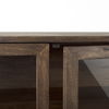 Arelius 36L x 18W x 32H Medium Brown Wood, Black Metal Base with 2 Glass Doors Accent Cabinet thumbnail 10