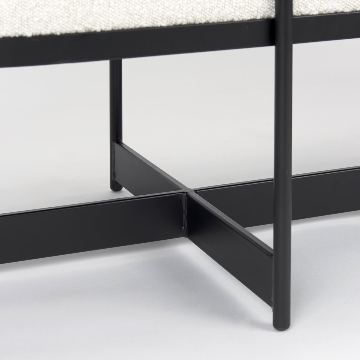 Amelia 55.0L x 18.0W x 18.0H Cream Boucle with Black Metal Upholstered Bench, Benche by Mercana, 18" length x 55" width x 18" height View 10