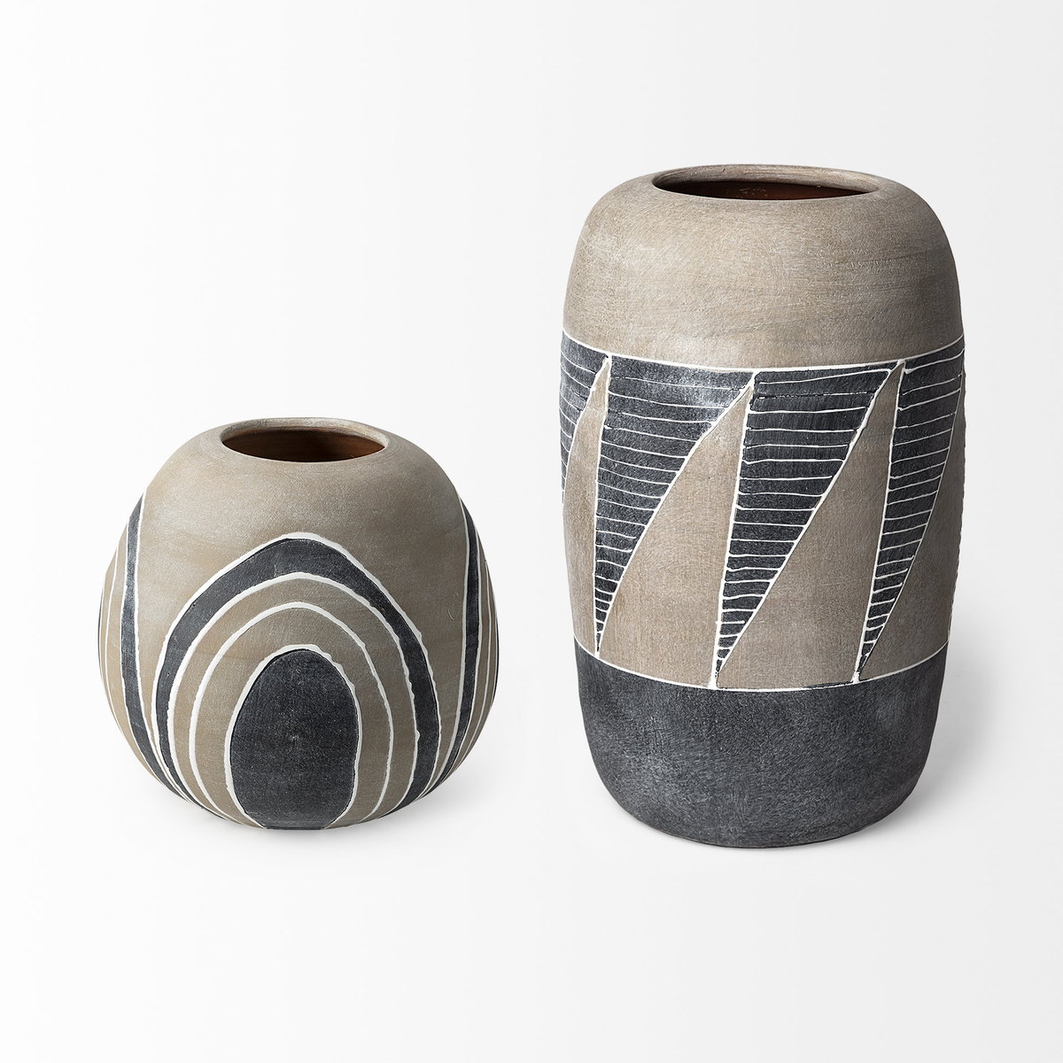 Cove Small Brown/White Ceramic Vase, Decorative Jar by Mercana, 10.24" length x 10.24" width x 9.65" height View 5
