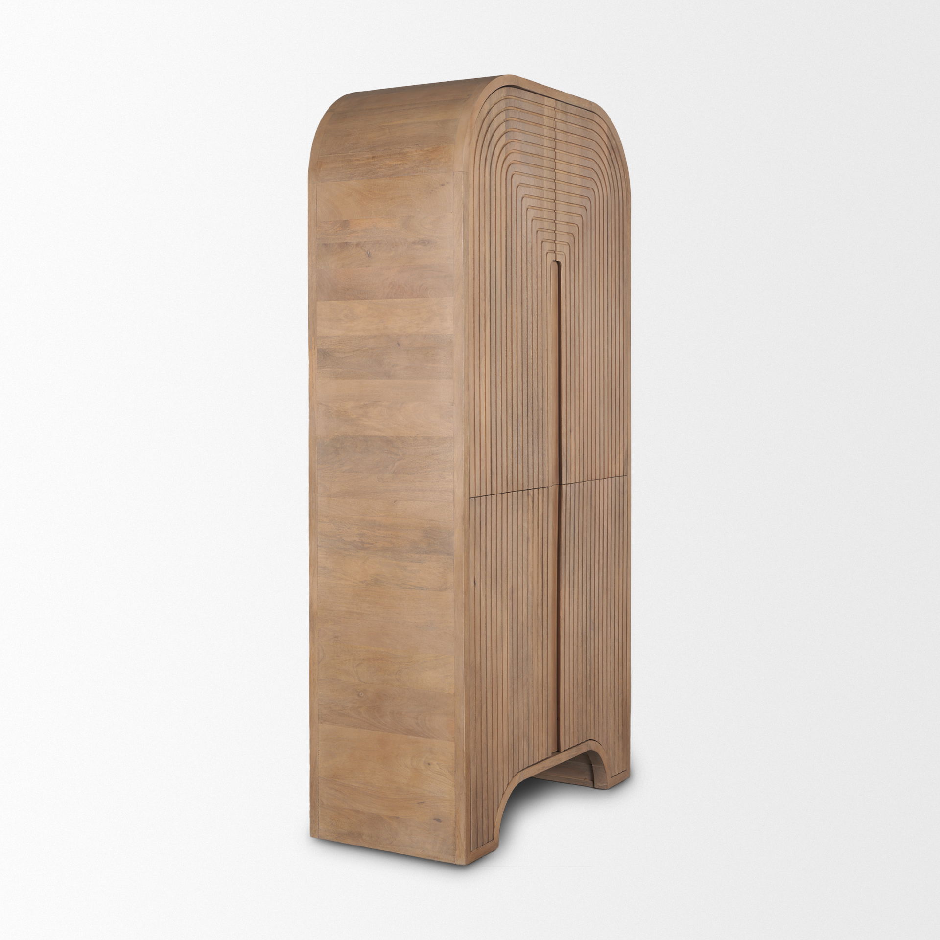 Sorina Reverse Fluted Light Brown Wood Curio Cabinet large image 
