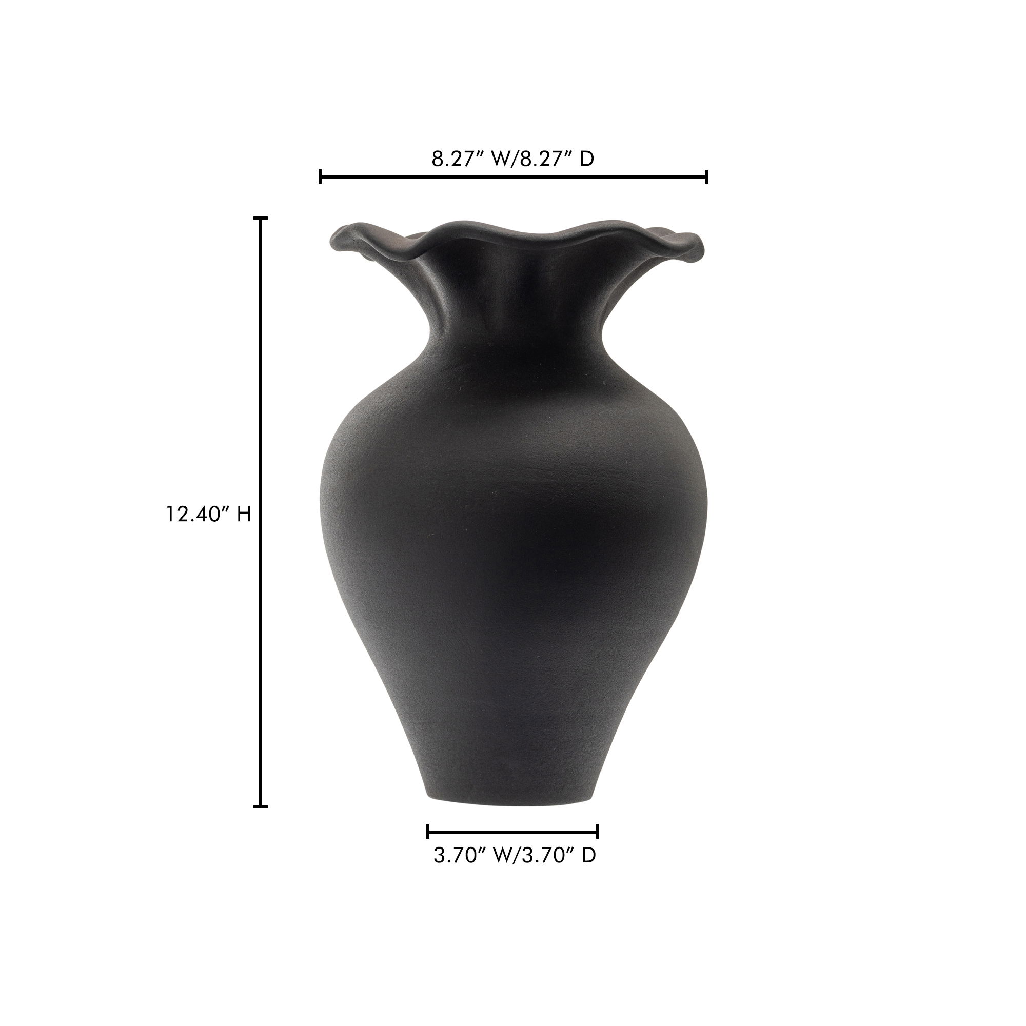 Ruffle 12 Inch Decorative Vessel Black large image 