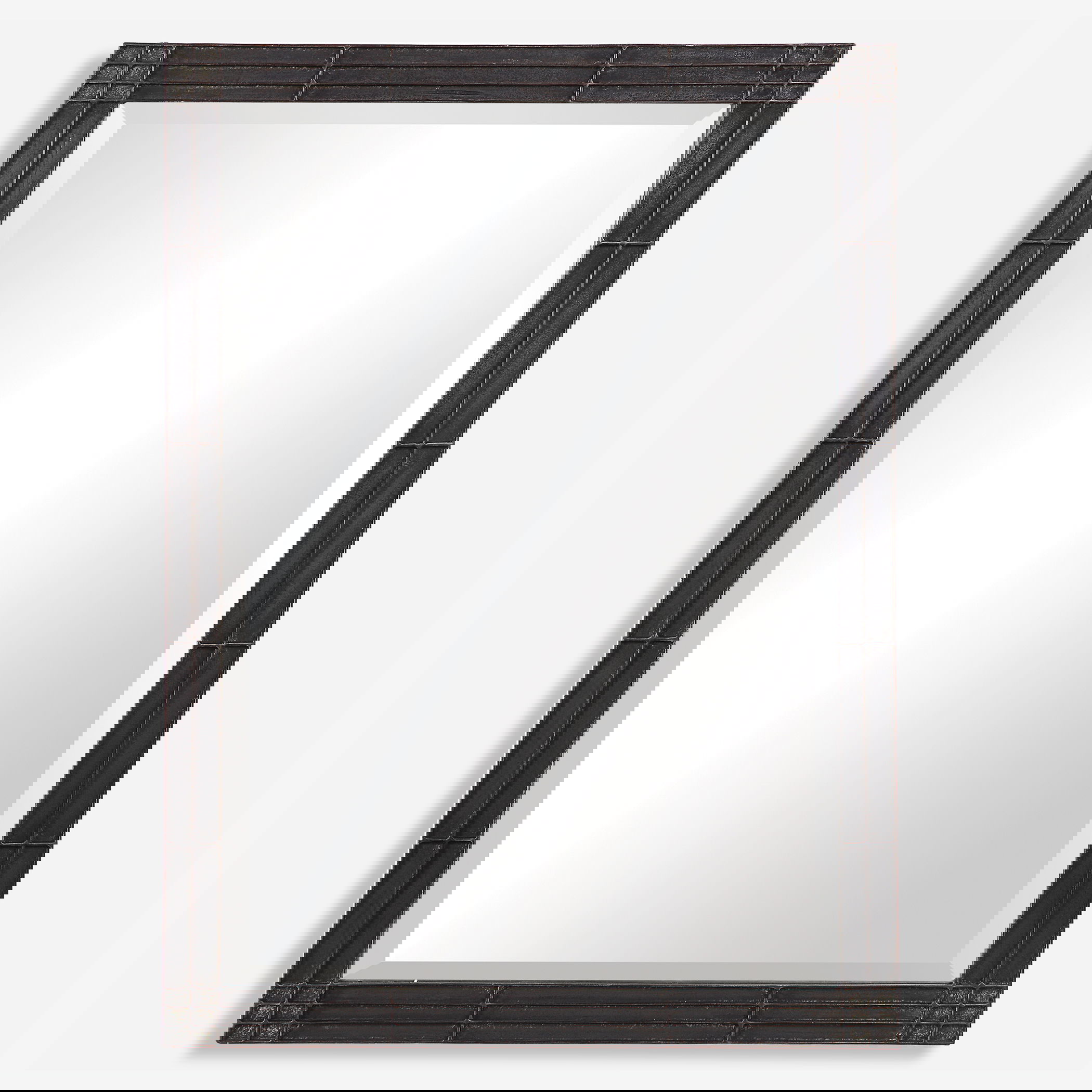 Gower Aged Black Vanity Mirror, by Uttermost, 25.25" width x 34.62" height x 1.5" depth View 1