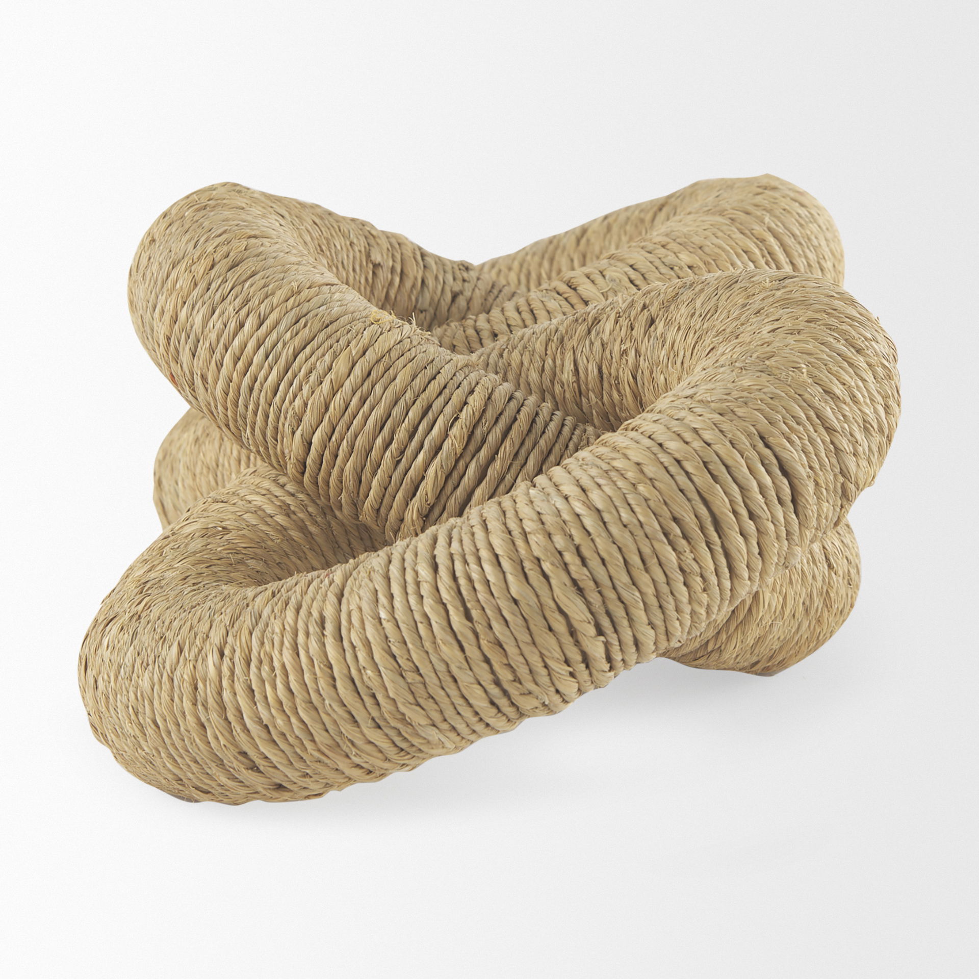 Alize Jute Wrapped Solid Wood Circular Chain Link Decorative Object, by Mercana, 14" length x 11" width x 8" height View 4
