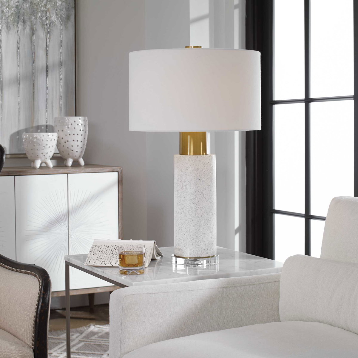 Vaeshon Concrete Table Lamp, by Uttermost, 18" width x 29.5" height x 18" depth View 2