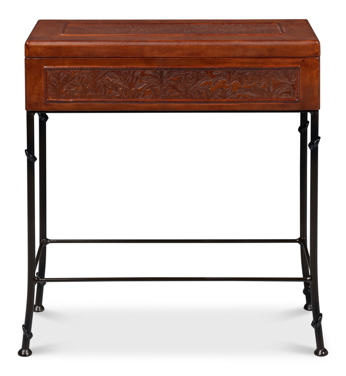 Botanical Leather Box On Stand, by Sarreid, 10" length x 2' width x 2'1" height View 8