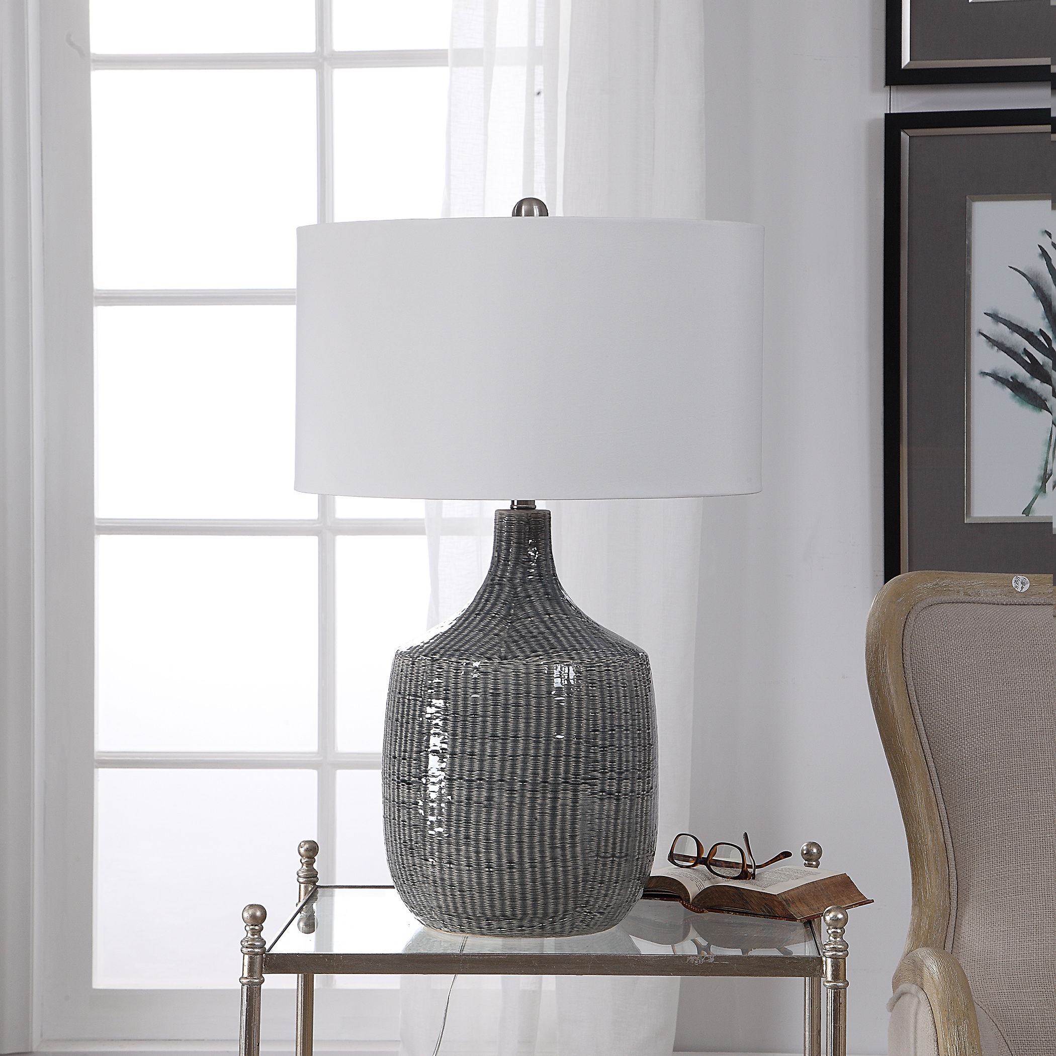 Felipe Distressed Gray Table Lamp large image 