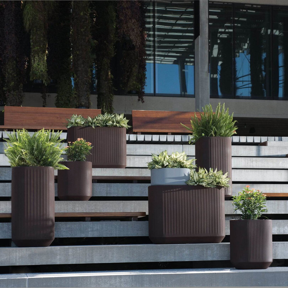 TruDrop Modular Self-Watering Privacy Planter Box - Olive, by Crescent Garden, 14" width x 40" height x 30" depth View 4