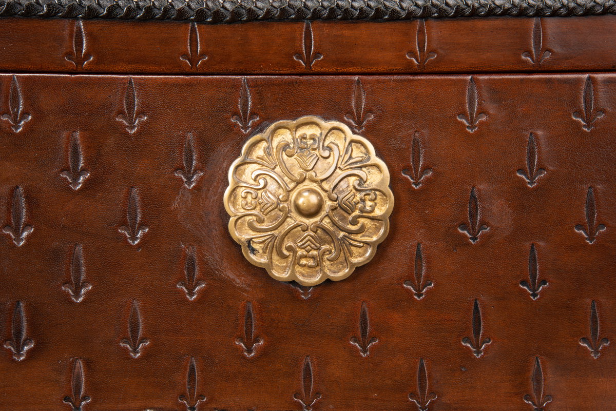 Baron's Leather Box  Oxblood, by Sarreid, 8" length x 1'8" width x 9" height View 3