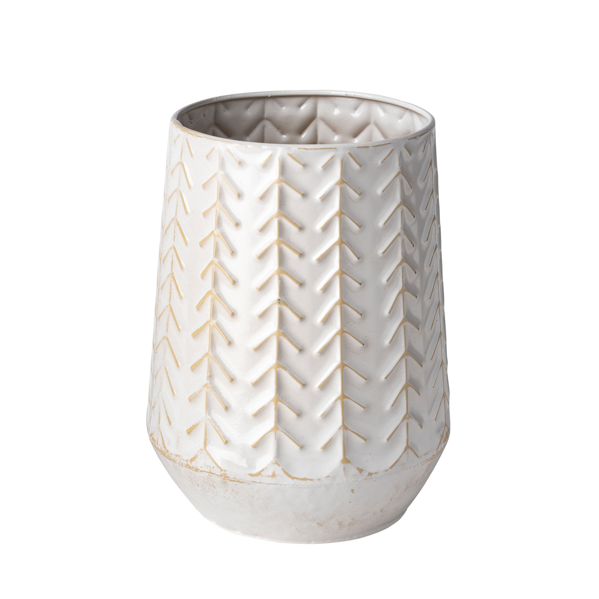 Gemma II Metal Glossy White Chevron Vase large image 