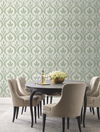 Adirondack Damask Green & White Wallpaper thumbnail 2