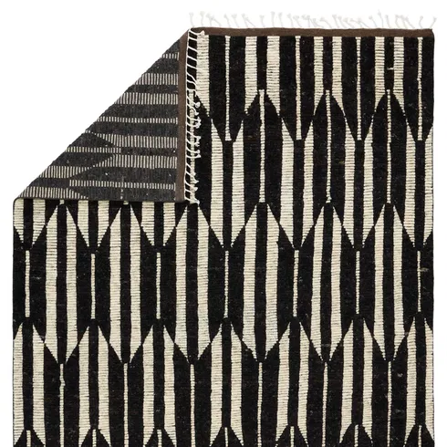Keoka Geometric Hand Knotted Wool Dark Brown/Ivory Area Rug